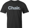 funny men's black chair parody t-shirt 