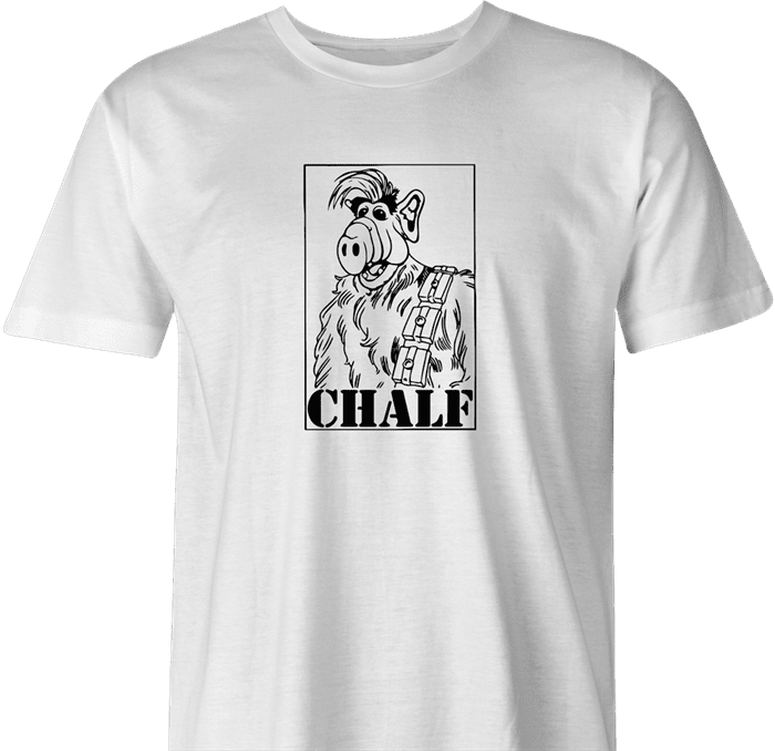 alf chewbacca men's white mashup t-shirt 