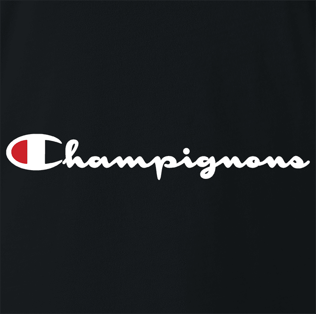 funny Champignon Mushroom Parody black t-shirt