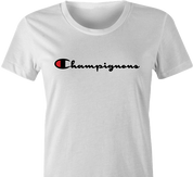 funny Champignon Mushroom Parody white women's t-shirt