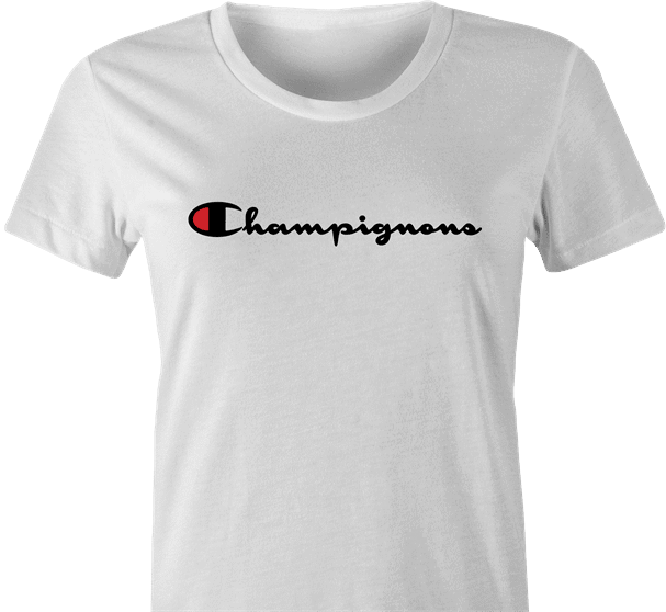 funny Champignon Mushroom Parody white women's t-shirt