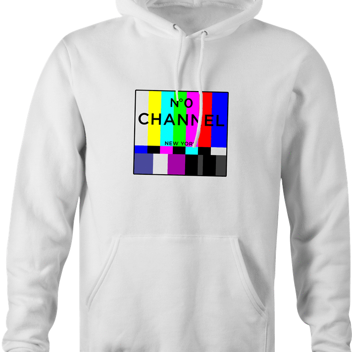 funny Channel 0 classic TV white hoodie