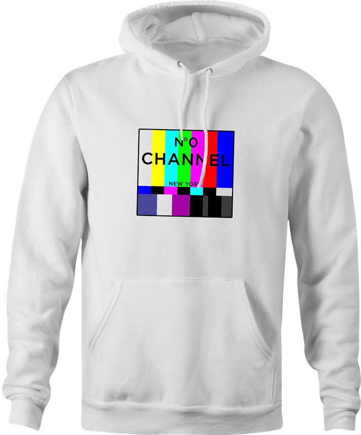 funny Channel 0 classic TV white hoodie
