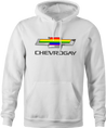 Funny Gay Car Chevrogay men's white rainbow hoodie
