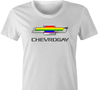 Funny Gay Car T-Shirt Chevrogay women's white rainbow shirt