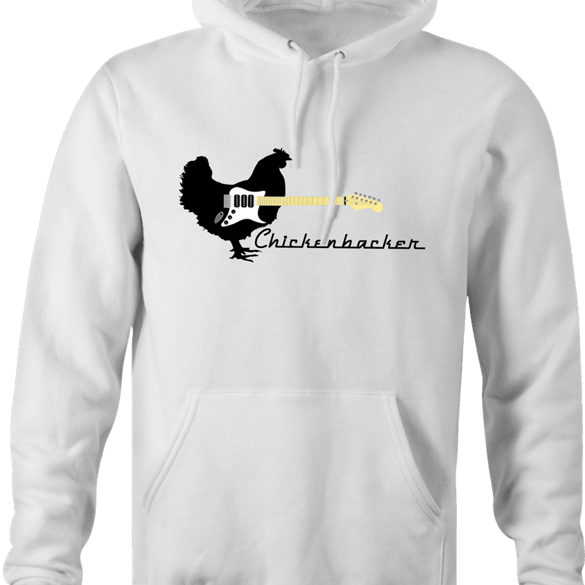 funny chicken guitar hoodie for guitar players men's white 