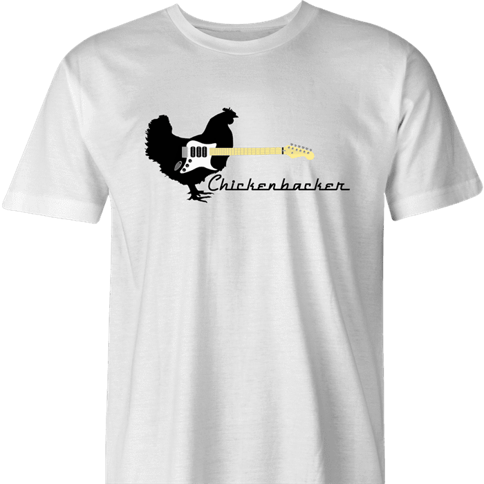 funny chicken guitar t-shirt for guitar players men's white 