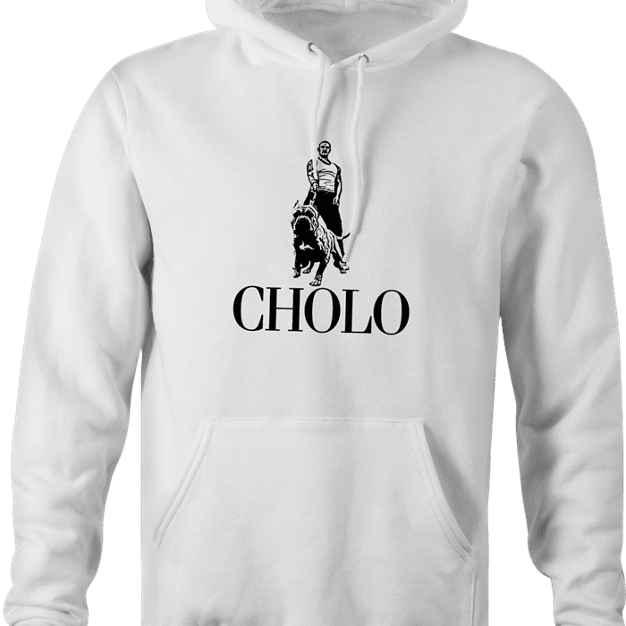 funny cholo mexican pitbull men's white hoodie 