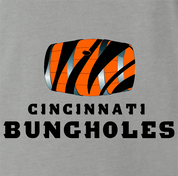 Funny men's grey Cincinnati Bungholes parody t-shirt