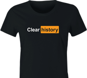 funny women's black porn website parody t-shirt 