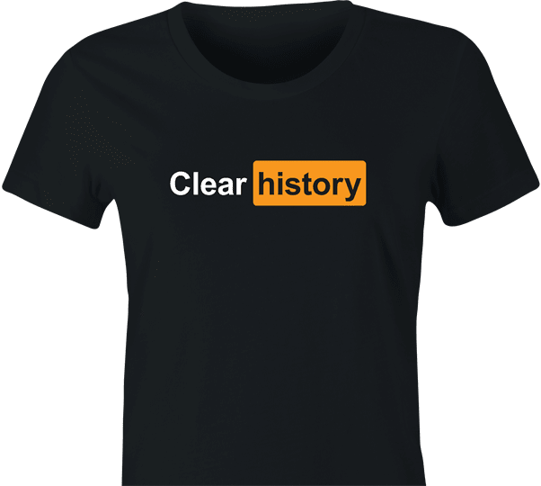 funny women's black porn website parody t-shirt 