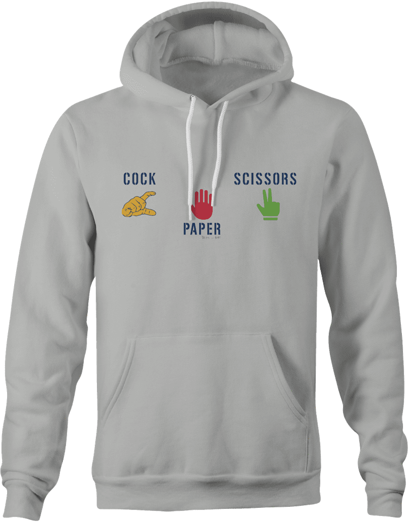 Funny Rock paper scissors cock hoodie ash 