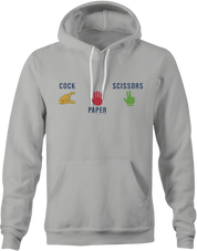 Funny Rock paper scissors cock hoodie ash 