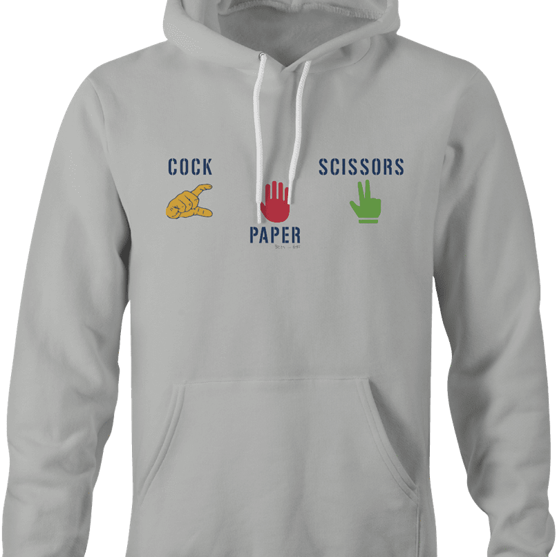 Funny Rock paper scissors cock hoodie ash 