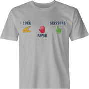 Funny Rock paper scissors cock men's t-shirt ash 