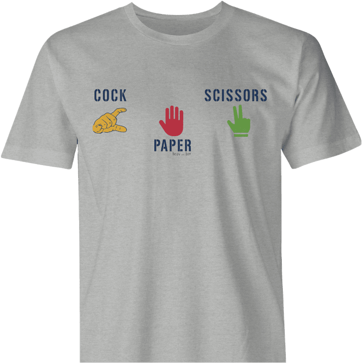 Funny Rock paper scissors cock men's t-shirt ash 