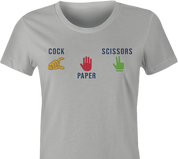 Funny Rock paper scissors cock women's t-shirt ash 