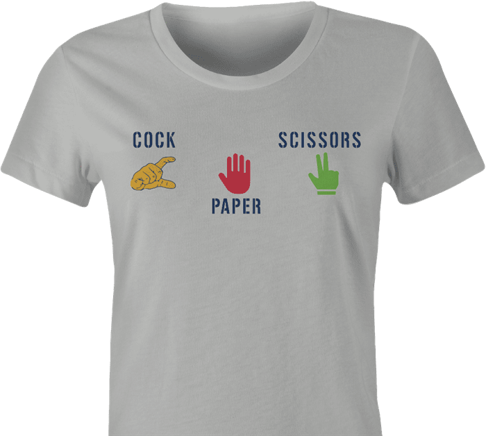 Funny Rock paper scissors cock women's t-shirt ash 
