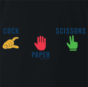 Funny Rock paper scissors cock black t-shirt
