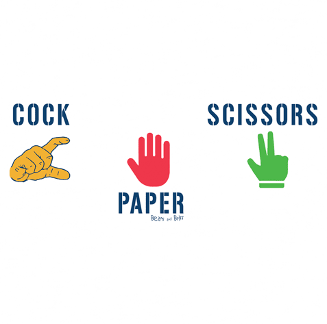 Funny Rock paper scissors cock white tee