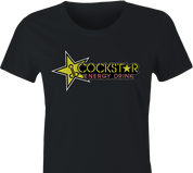 Funny Cock star energy drink parodyblack t-shirt women's