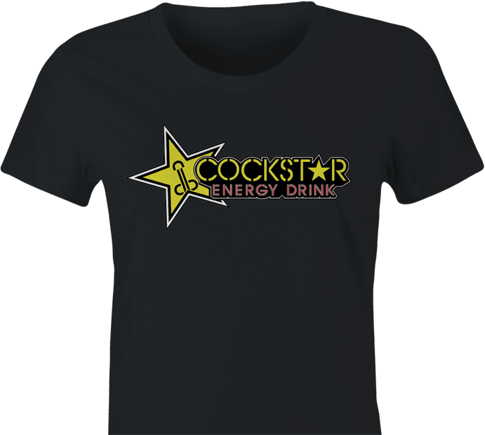 Funny Cock star energy drink parodyblack t-shirt women's