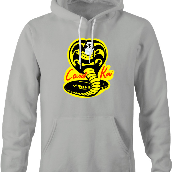 Funny Covid kai - Karate martial arts men's grey Parody hoodie