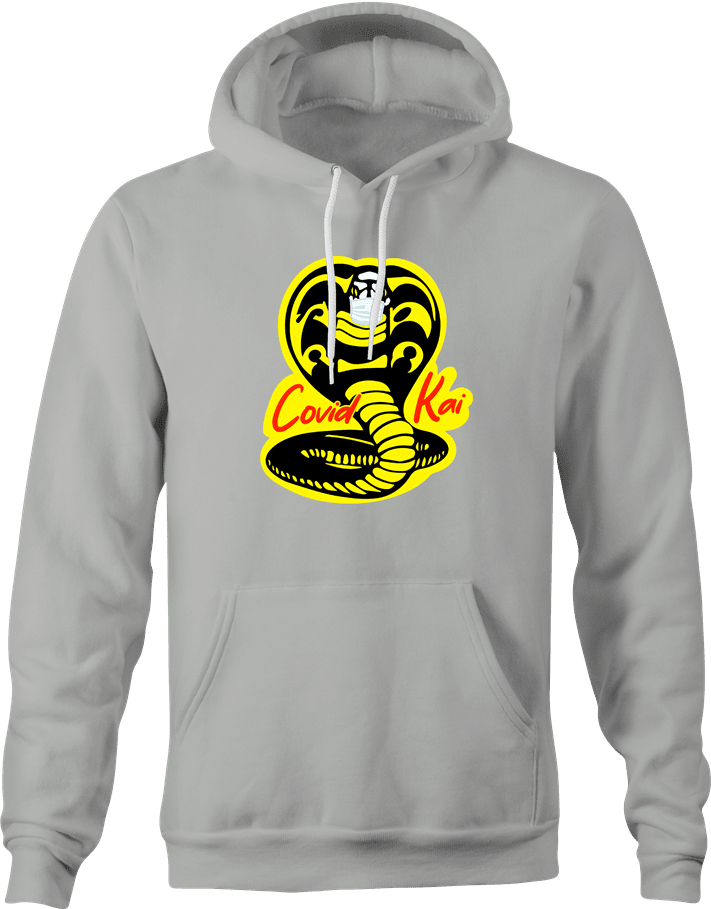 Funny Covid kai - Karate martial arts men's grey Parody hoodie