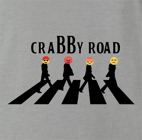 Funny angry emoji abbey road men's grey mashup t-shirt 