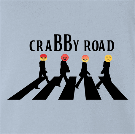 Funny angry emoji abbey road men's light blue mashup t-shirt 