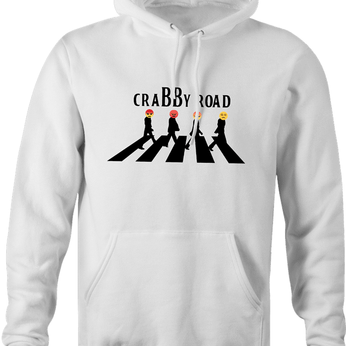 Funny angry emoji abbey road men's white mashup hoodie