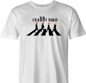 Funny angry emoji abbey road men's white mashup t-shirt 
