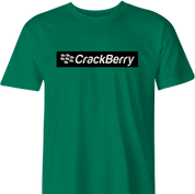 Funny crackberry men's green cell phone parody t-shirt