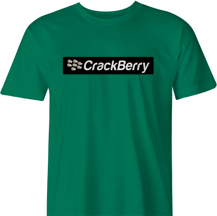 Funny crackberry men's green cell phone parody t-shirt