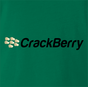 Funny Crackberry cell phone t-shirt men's green