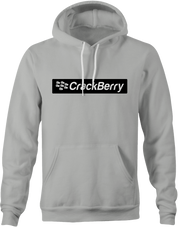 Funny crackberry men's grey cell phone parody hoodie