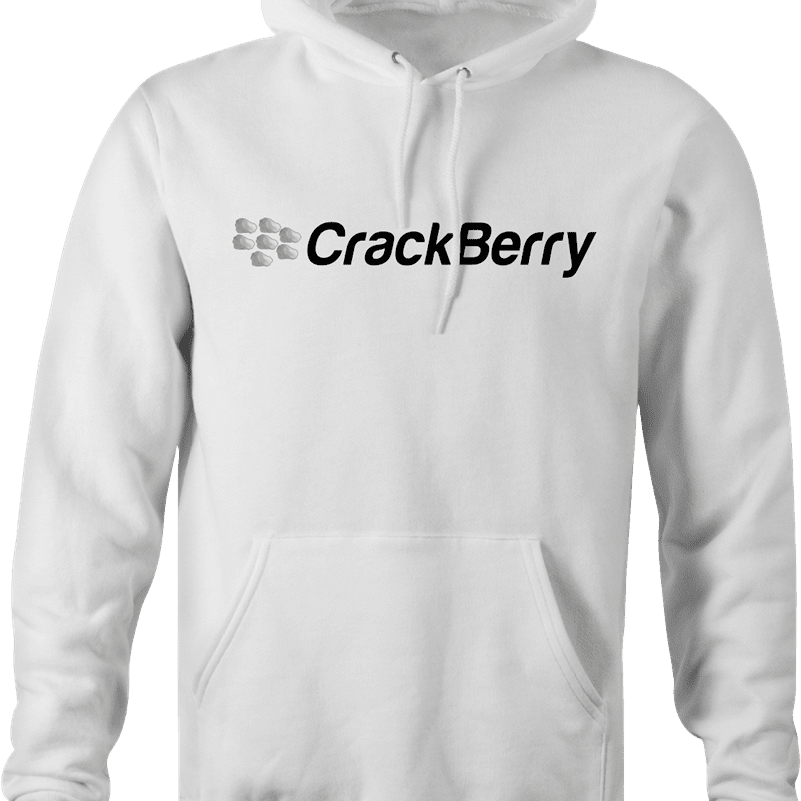 Funny Crackberry cell phone hoodie men's white