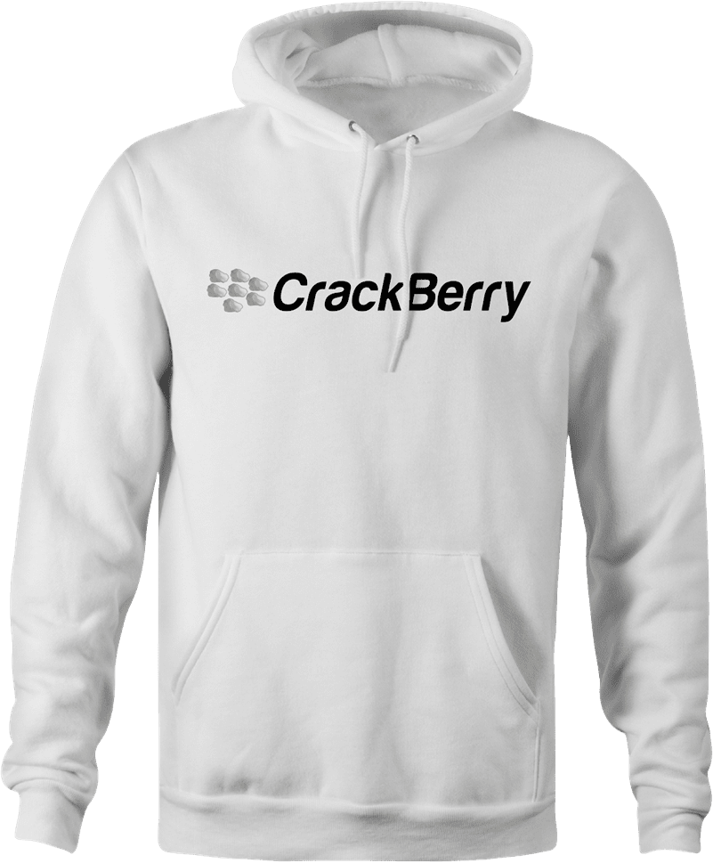 Funny Crackberry cell phone hoodie men's white