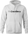 Funny Crackberry cell phone hoodie men's white