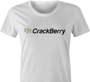 Funny Crackberry cell phone t-shirt women's white