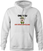 funny Only you can crush capitalism - Communist Stalin Smokey the Bear Parody white hoodie