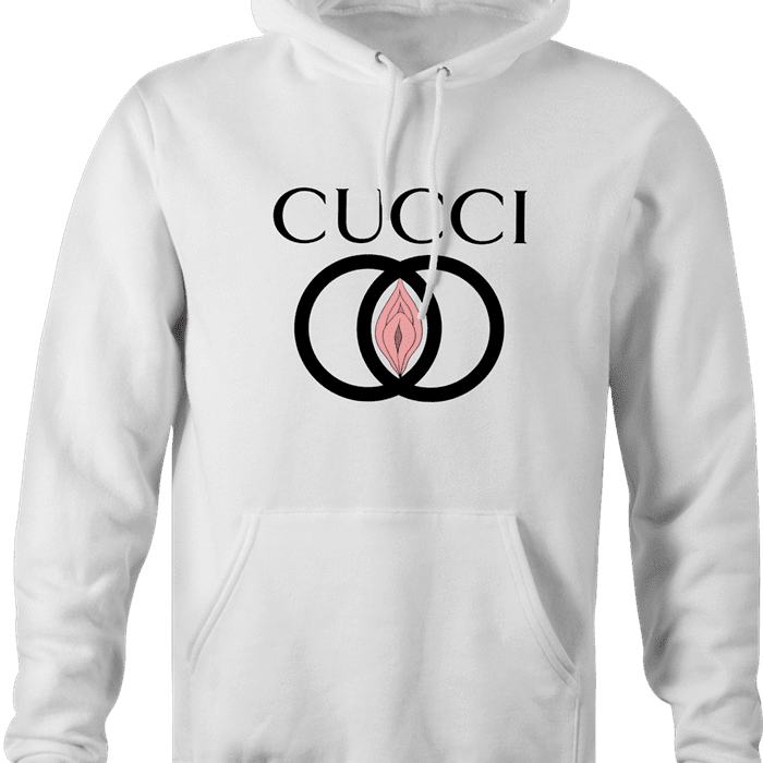 funny Cucci italian fashion house men's white hoodie 