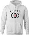 funny Cucci italian fashion house men's white hoodie 