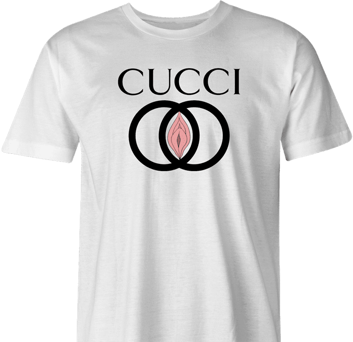 funny Cucci italian fashion house men's white t-shirt 