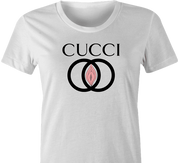 funny Cucci italian fashion house women's white t-shirt 