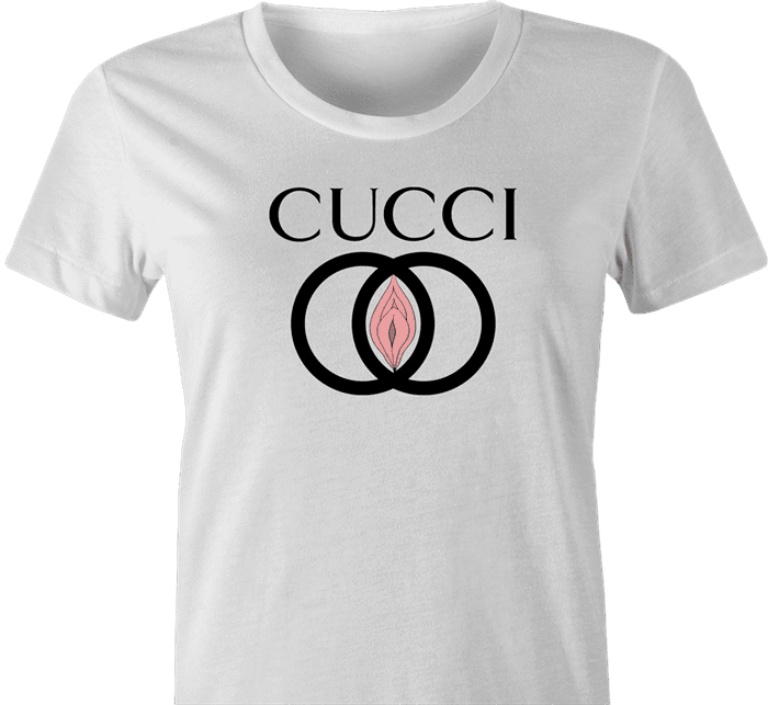 funny Cucci italian fashion house women's white t-shirt 