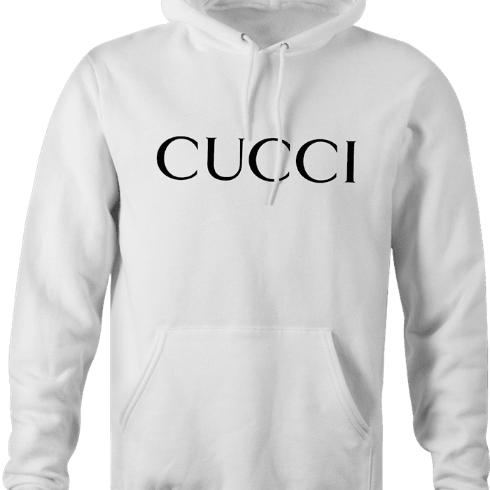 funny Cucci italian fashion men's white hoodie