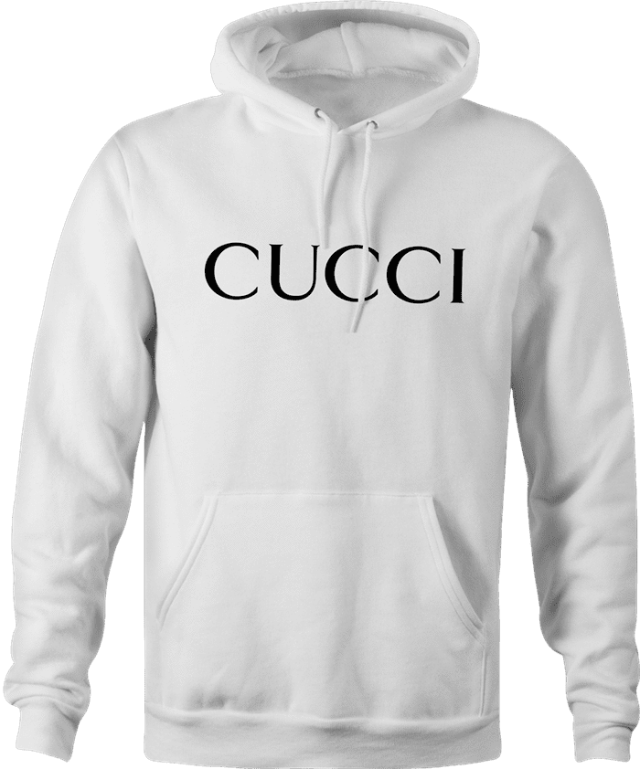 funny Cucci italian fashion men's white hoodie