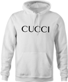 funny Cucci italian fashion men's white hoodie