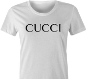 funny Cucci italian fashion women's white t-shirt 